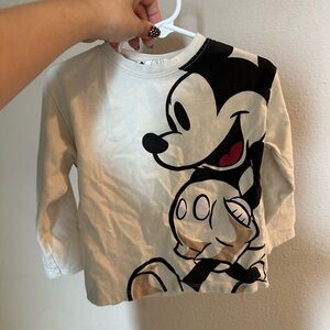 Zara Cream Long Sleeve Mickey Mouse Tee